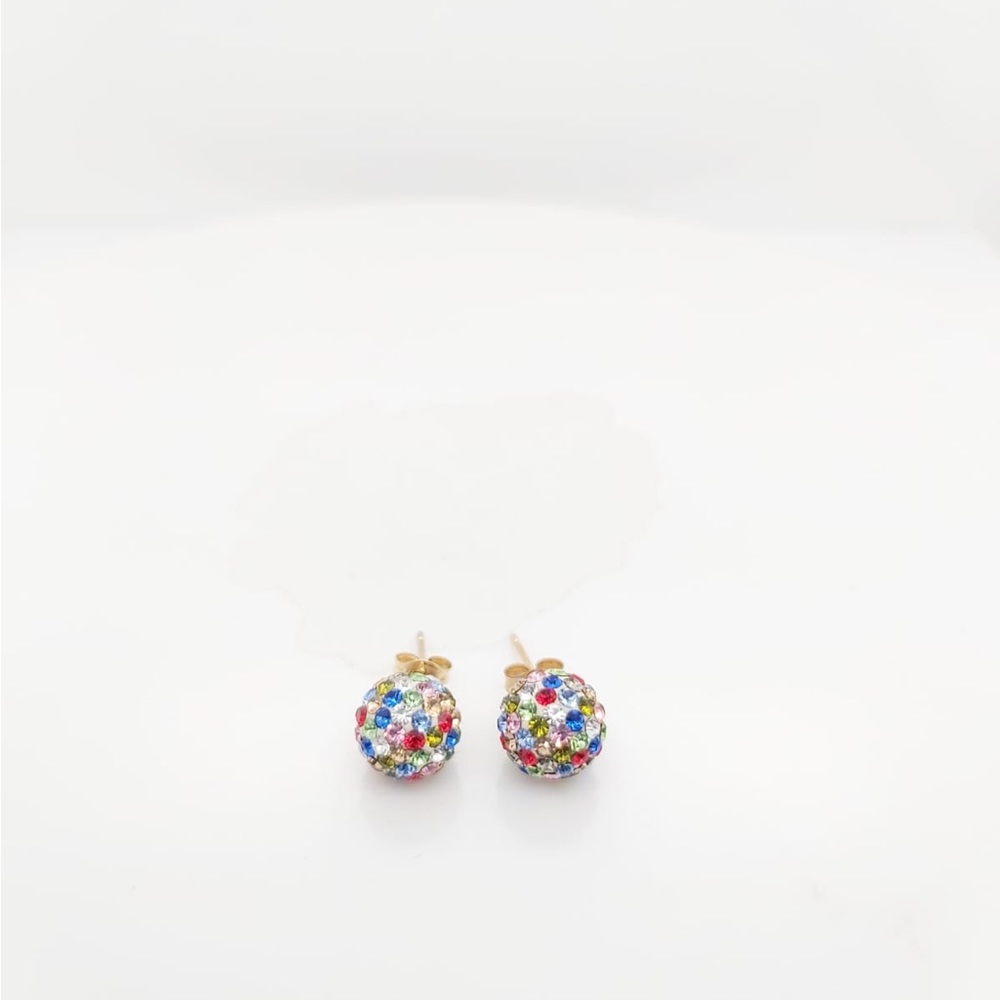 14k Yellow Gold Shambala Stud Earrings 8mm